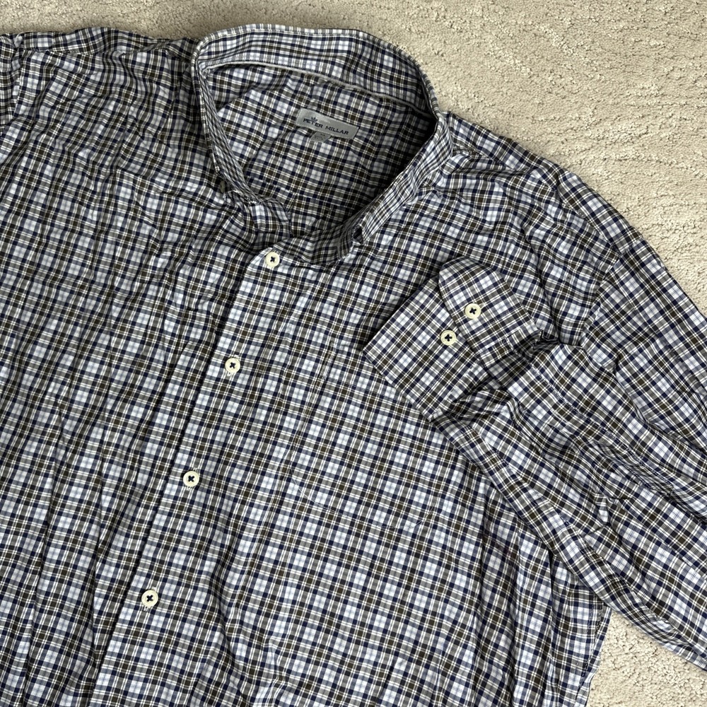 Men's Peter Millar XL Long Sleeve Button Down Plaid‎ Shirt